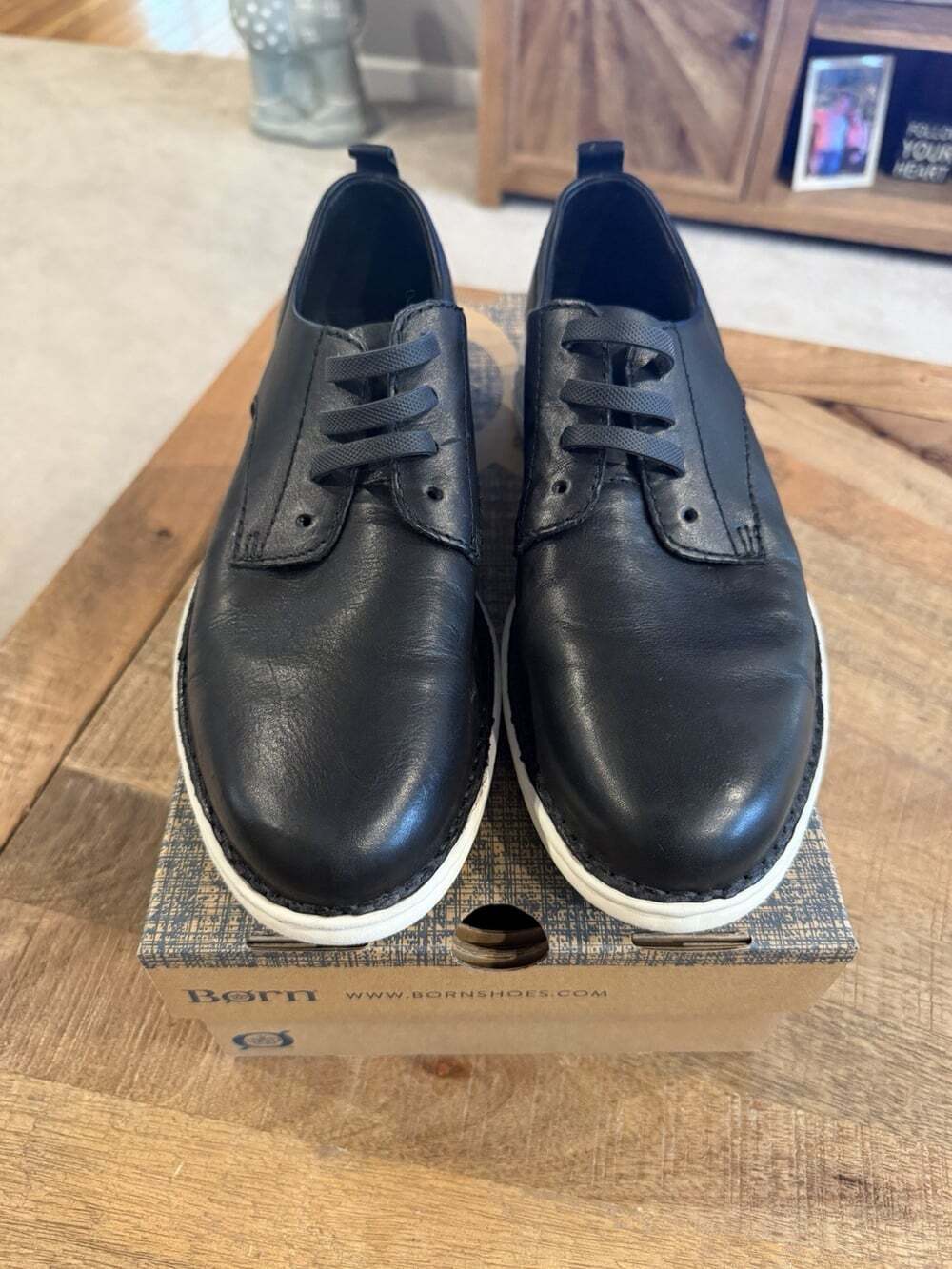 Born Todd Black Leather Casual Oxford Shoes Men’s Size 9 M BM0006803 w/ Box - Picture 6 of 10